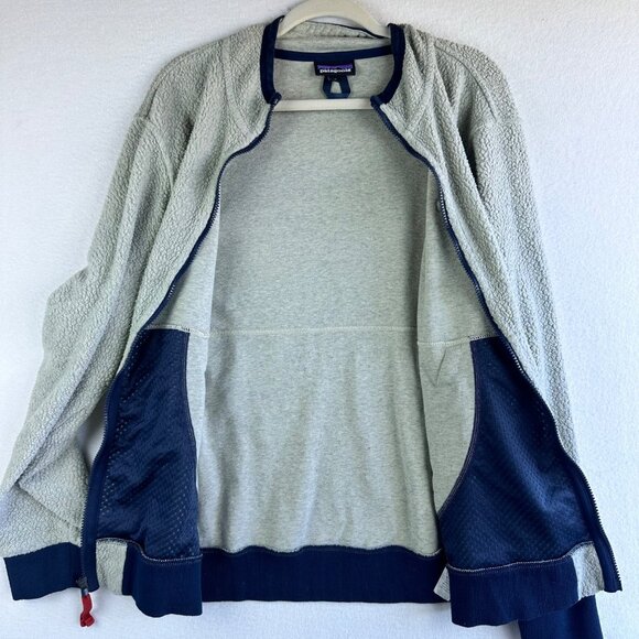 Patagonia Jacket Mens Medium Oatmeal Gray Shearling Zip Camping Outdoors Active - Picture 8 of 12